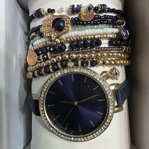 Watch and Beaded Bracelet Set